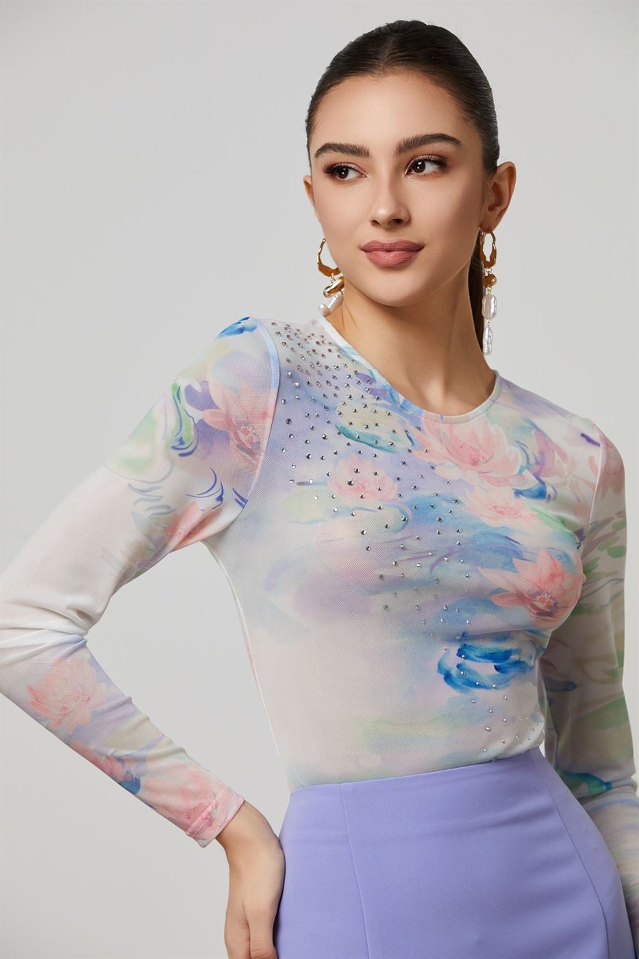 Mix Print Bodysuit Top - Femi9 EG