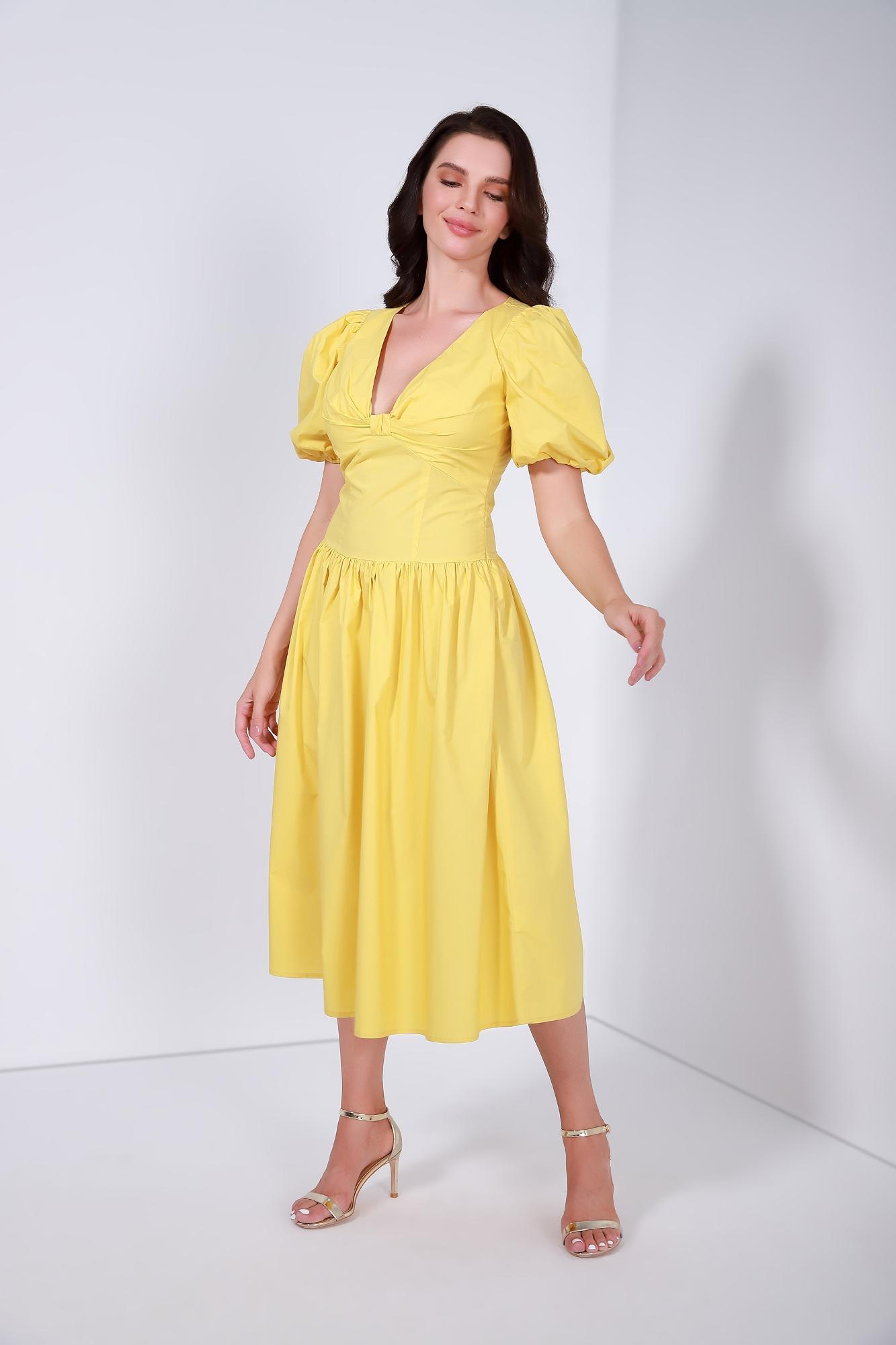 Balloon Sleeves Midi Dress - Femi9 EG