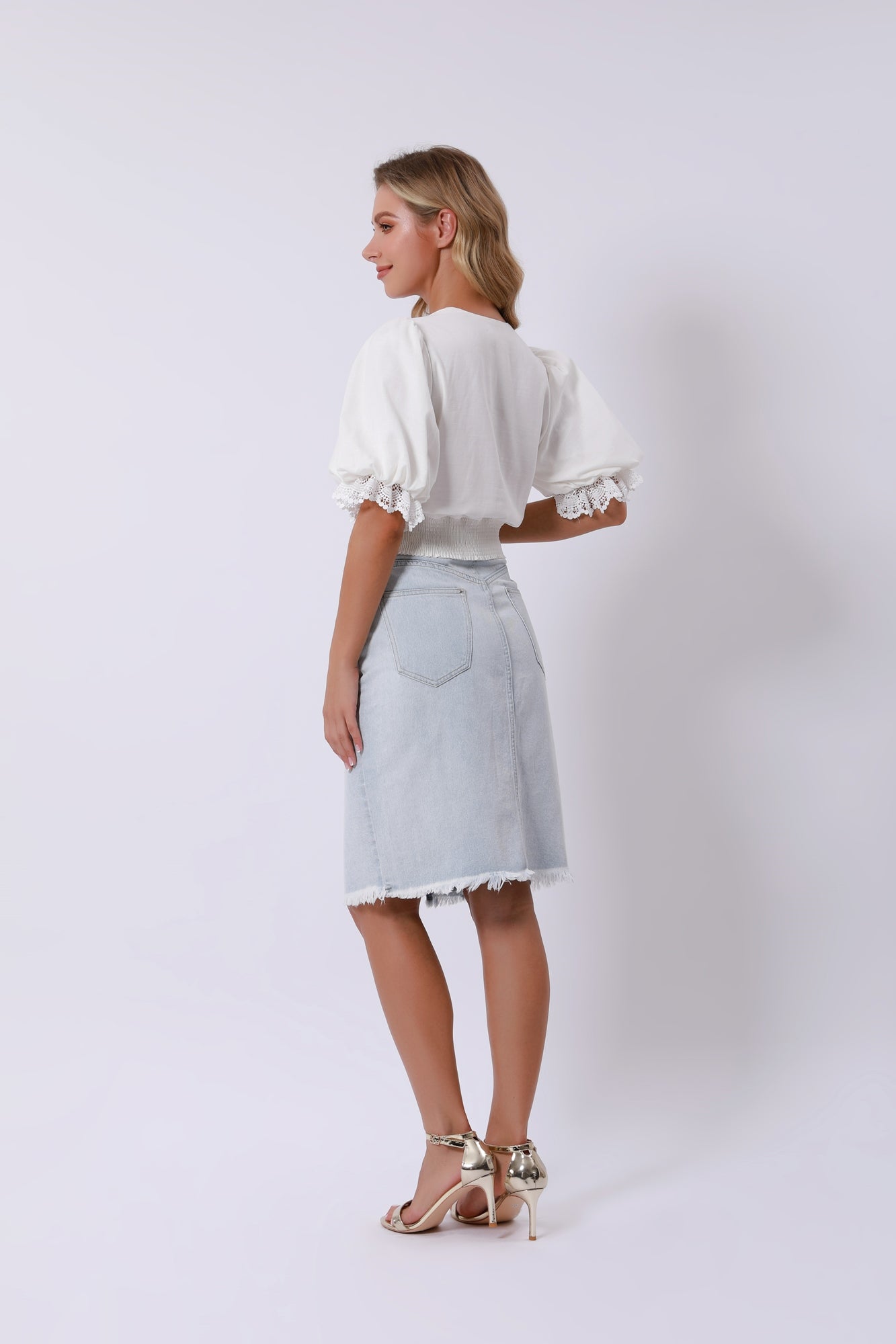 Balloon Sleeves Cropped Top - Femi9 EG
