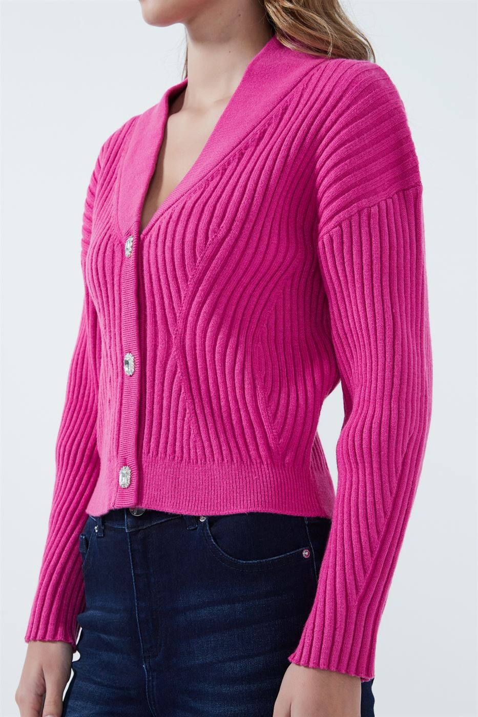 Ribbed Short Length Cardigan - Femi9 EG