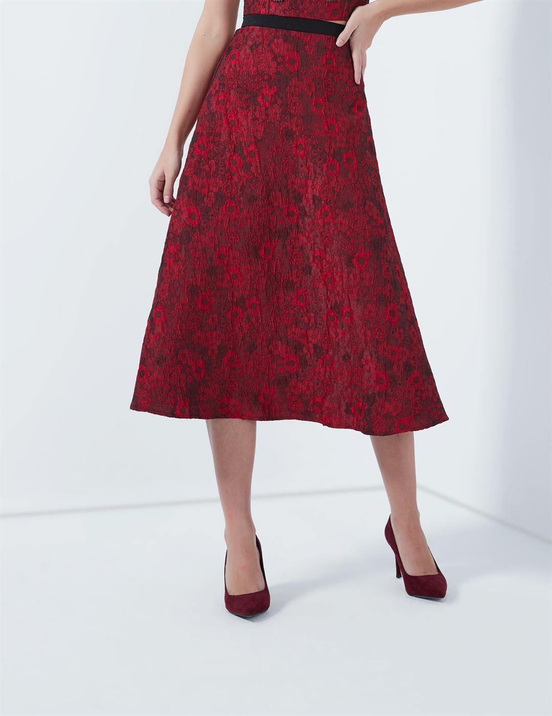 High Waist Jacquard Skirt - Femi9 EG