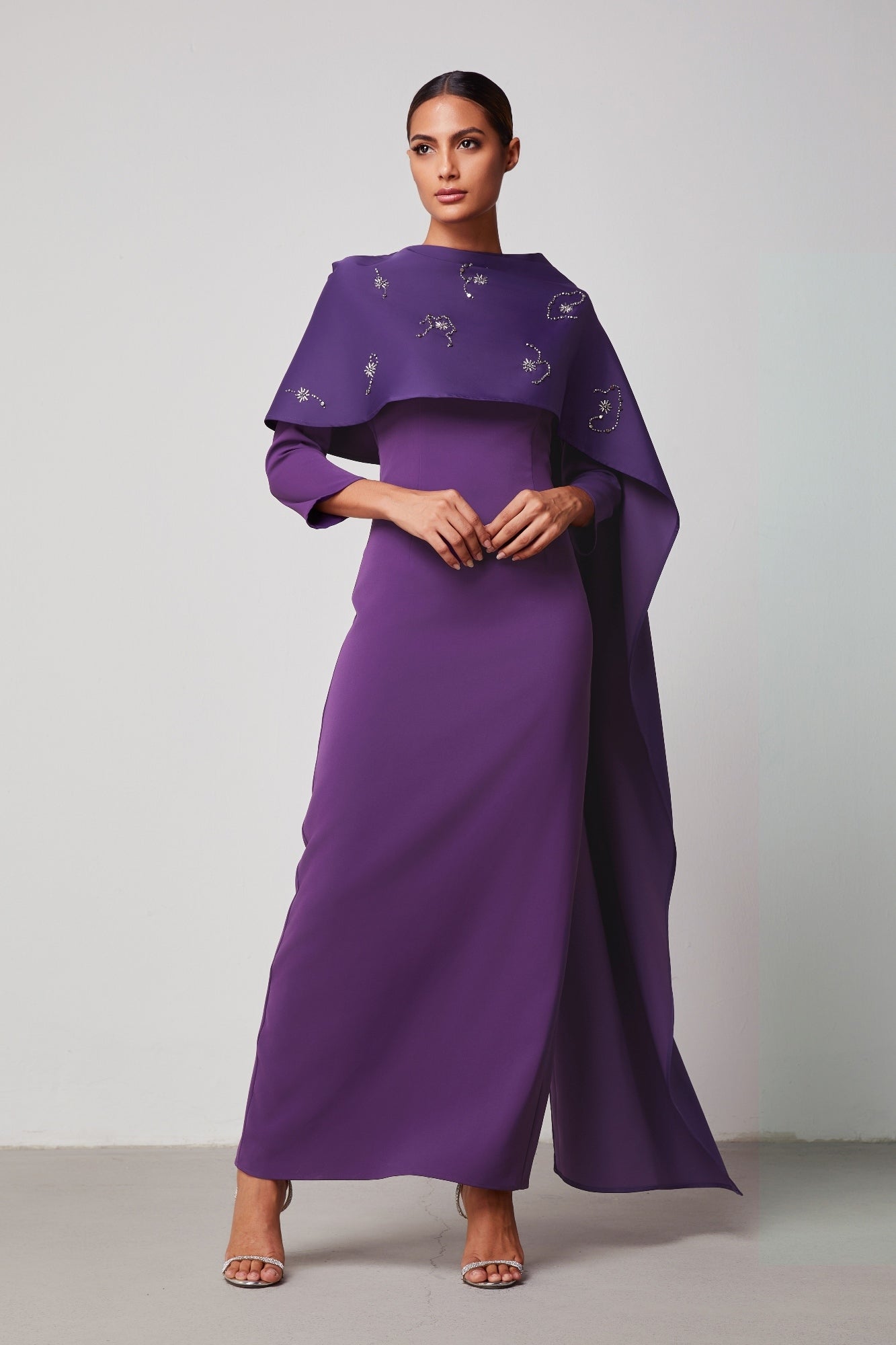 Embellished Cape Dress