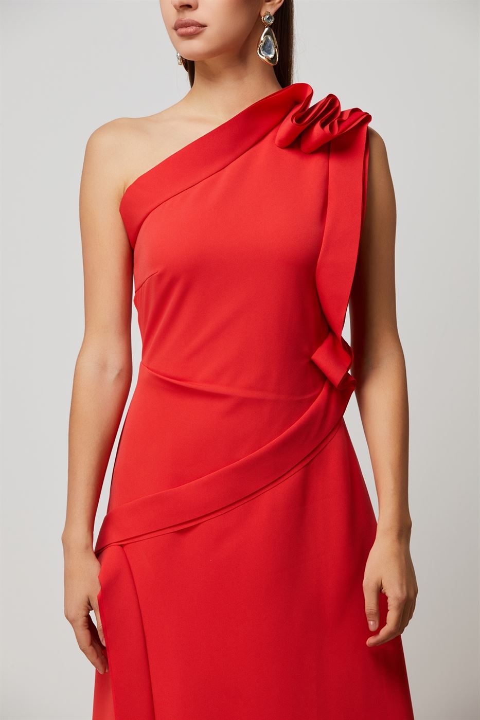 Red Single Shoulder Dress - Femi9 EG