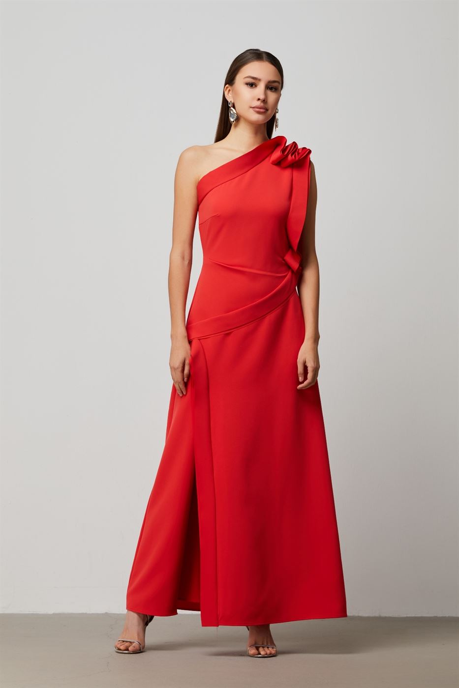 Red Single Shoulder Dress - Femi9 EG