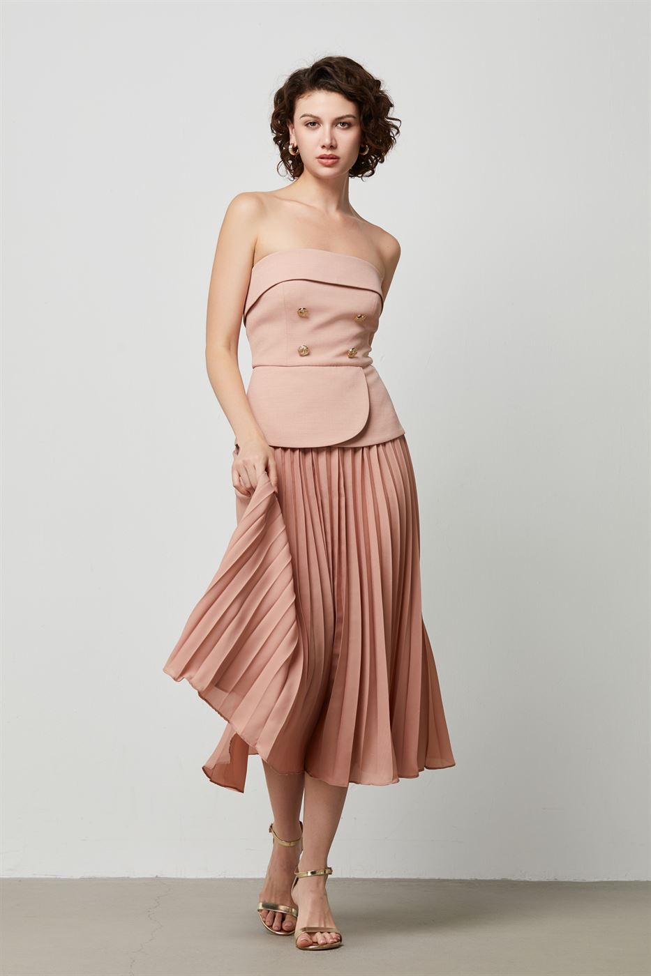 Peplum Waist Pleated Skirt - Femi9 EG