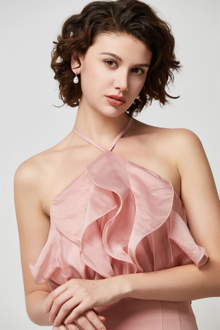 Ruffled Halter Neck Top - Femi9 EG