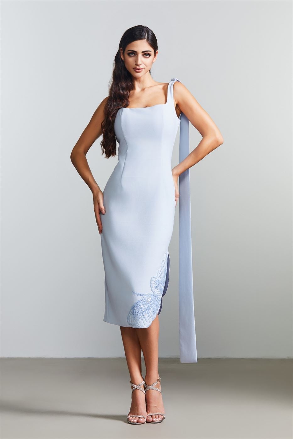 Back Scarf Midi Dress