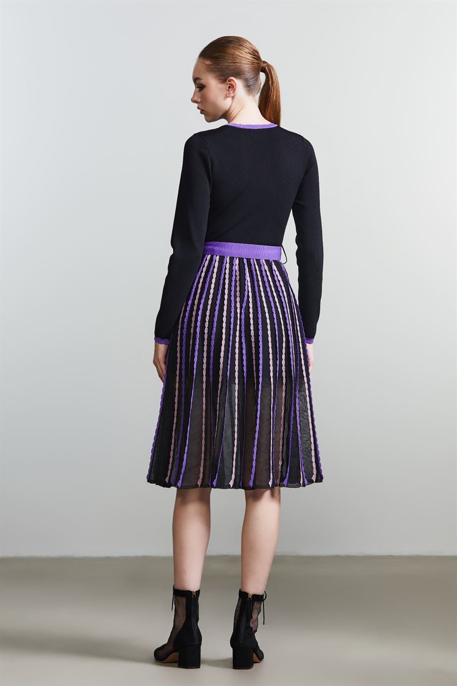 Knitted Tie Belt Dress - Femi9 EG