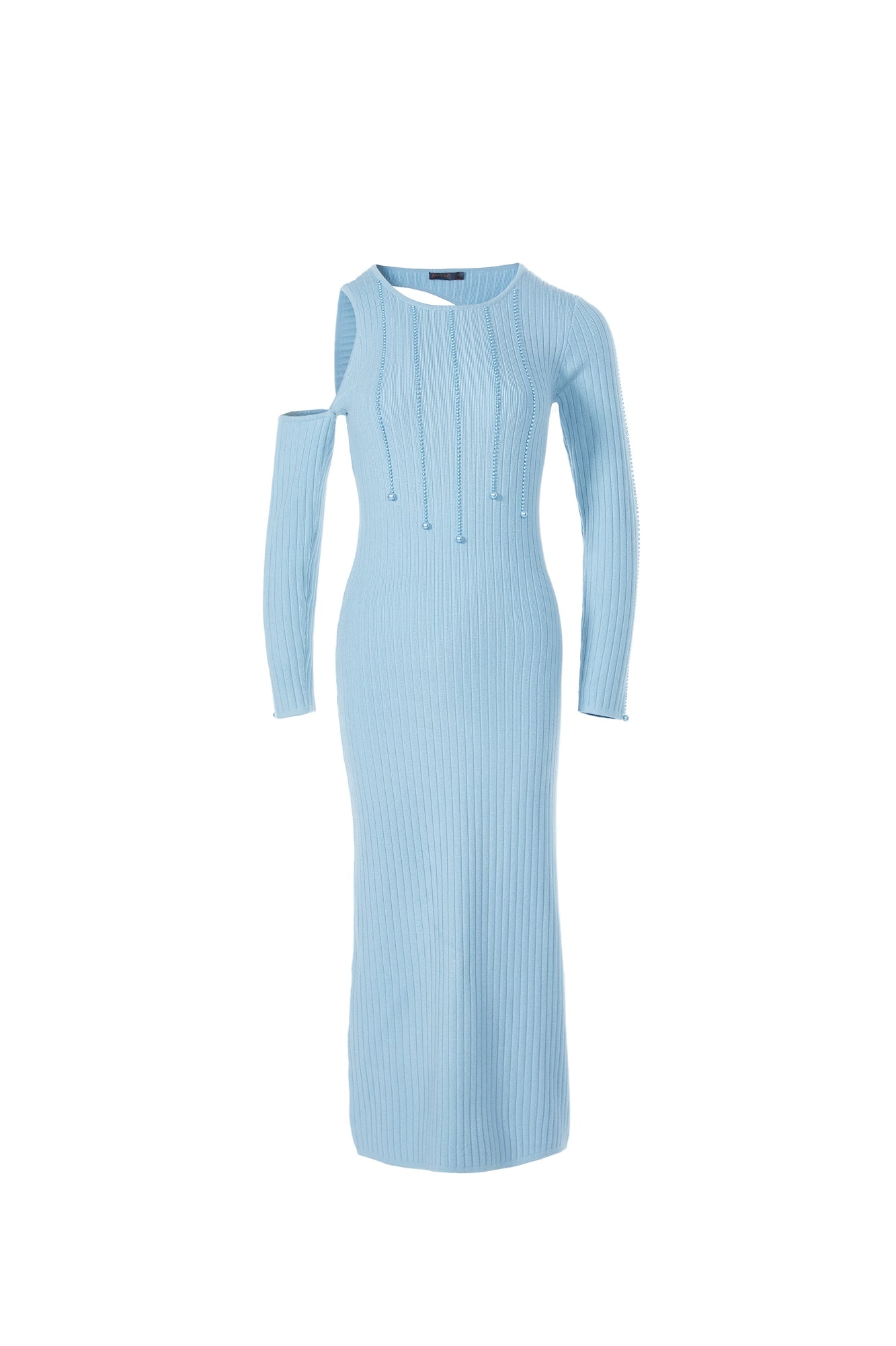 Pearls Embellishment Rib Dress - Femi9 EG