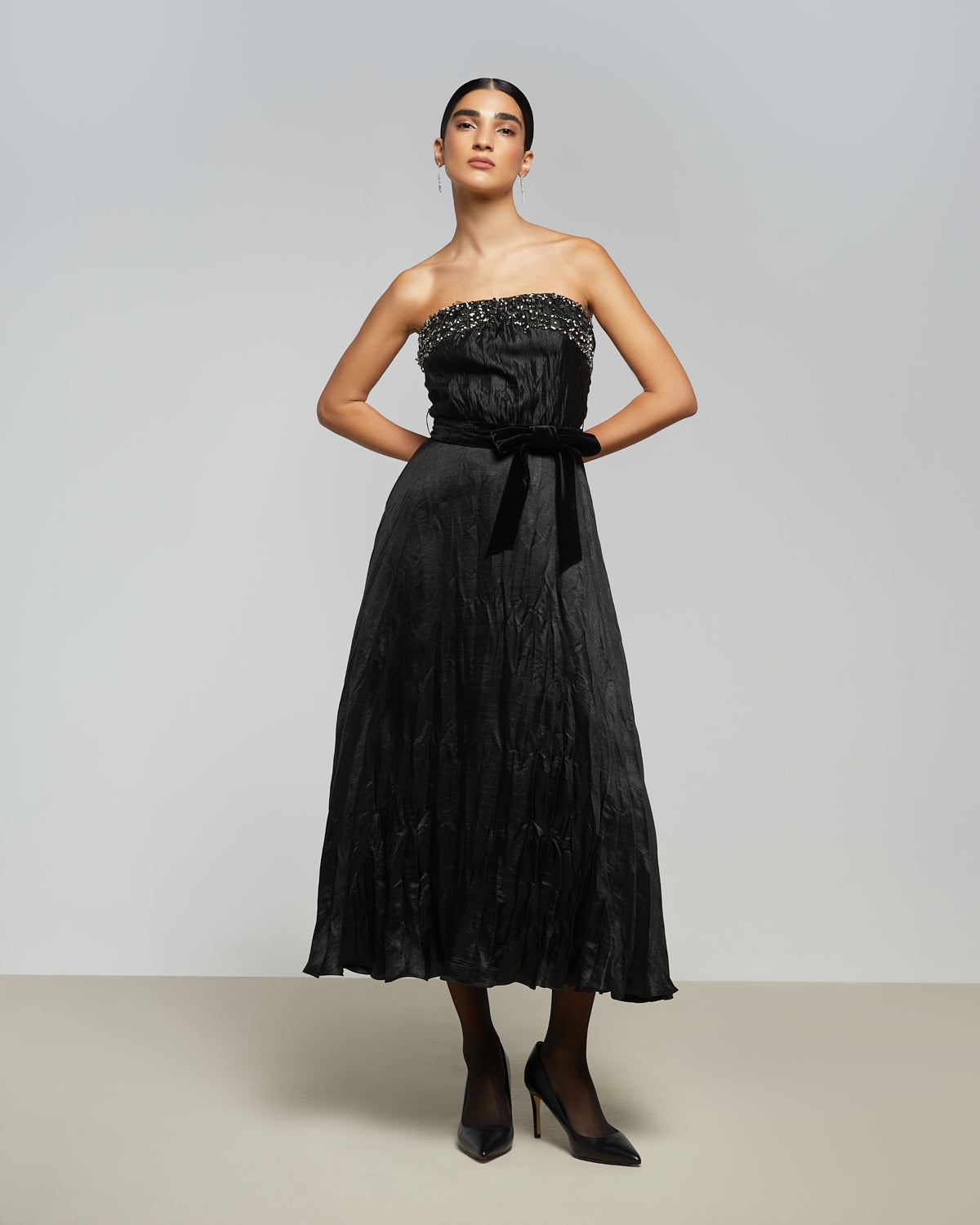 Crinkle Pleated Midi Dress - Femi9 EG