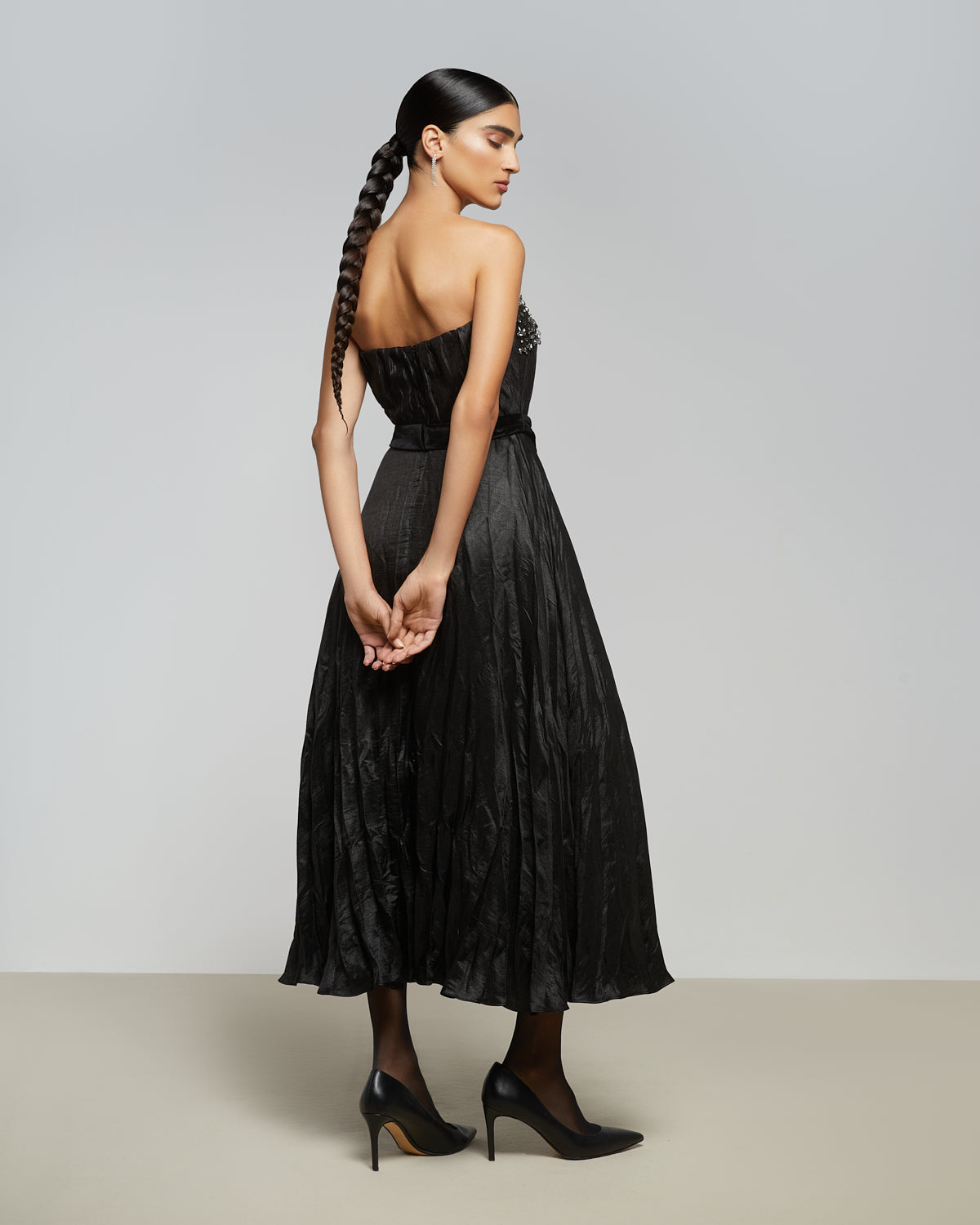 Crinkle Pleated Midi Dress - Femi9 EG