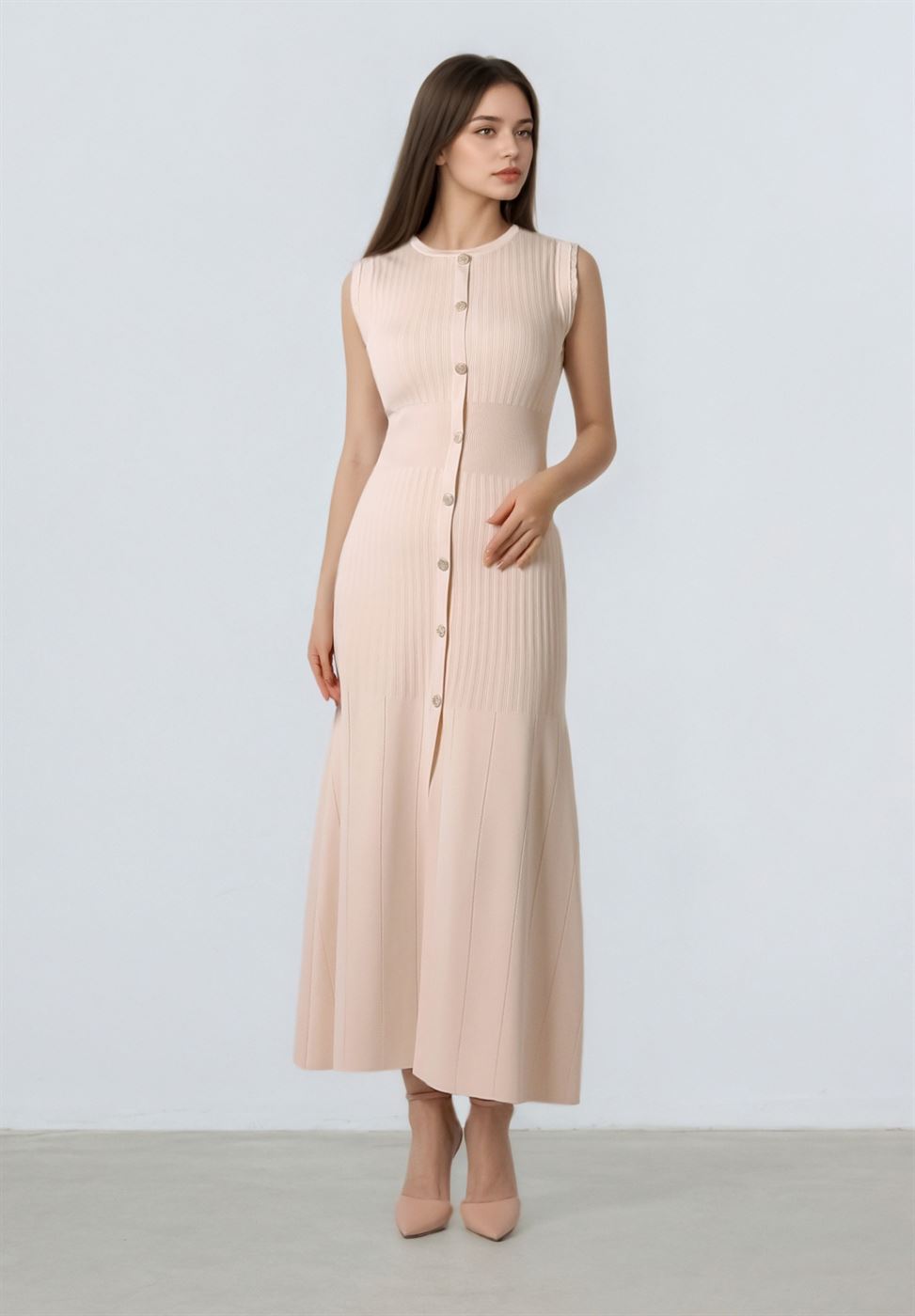 Buttoned Knit Dress - Femi9 EG