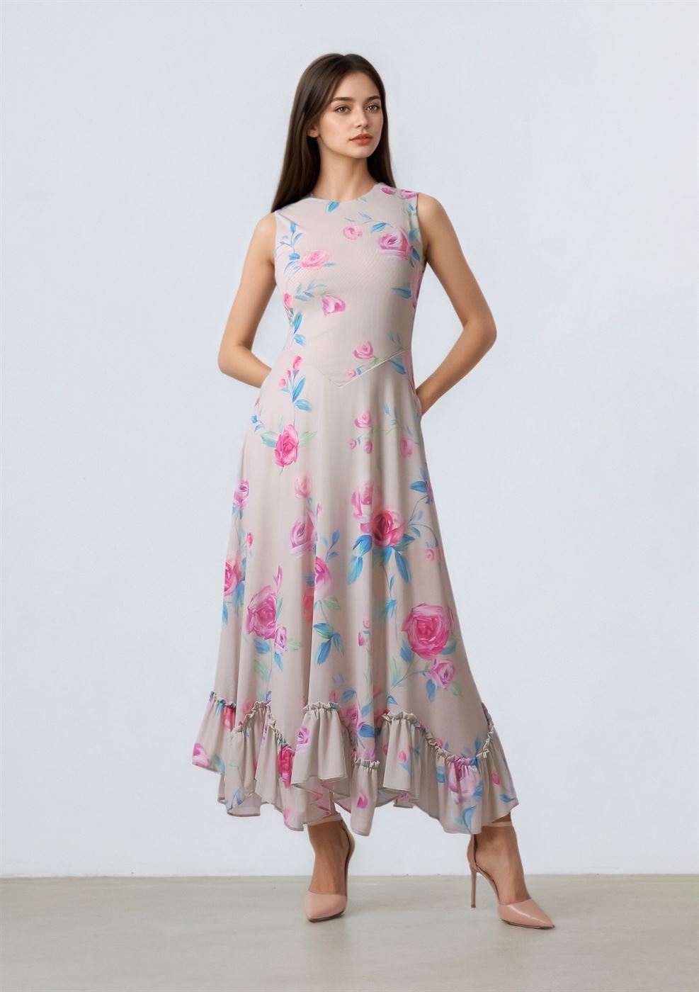 Ruffled Hem Mesh Dress - Femi9 EG