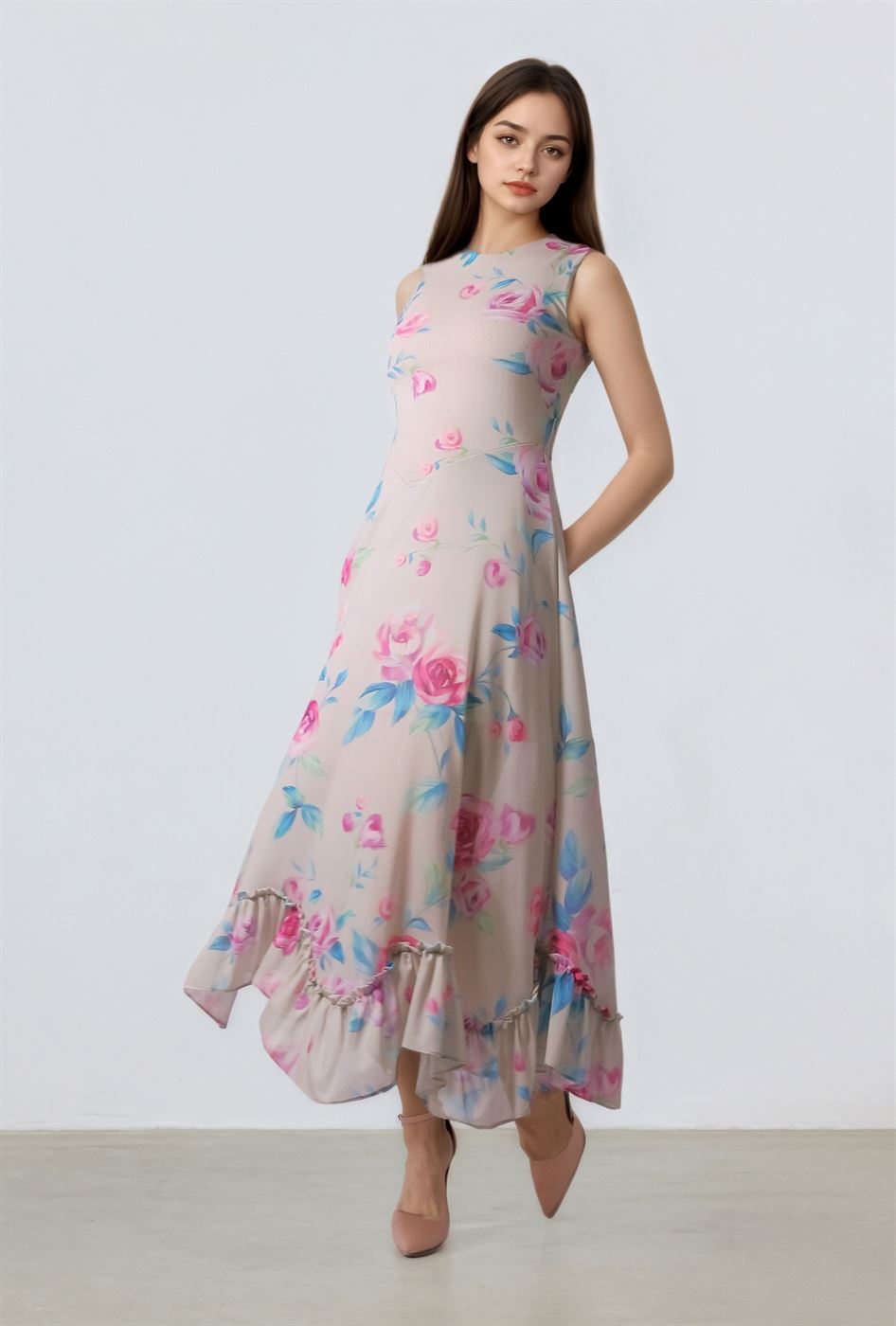 Ruffled Hem Mesh Dress - Femi9 EG