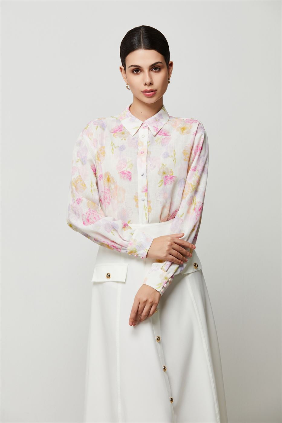 Floral Cotton Linen Shirt - Femi9 EG
