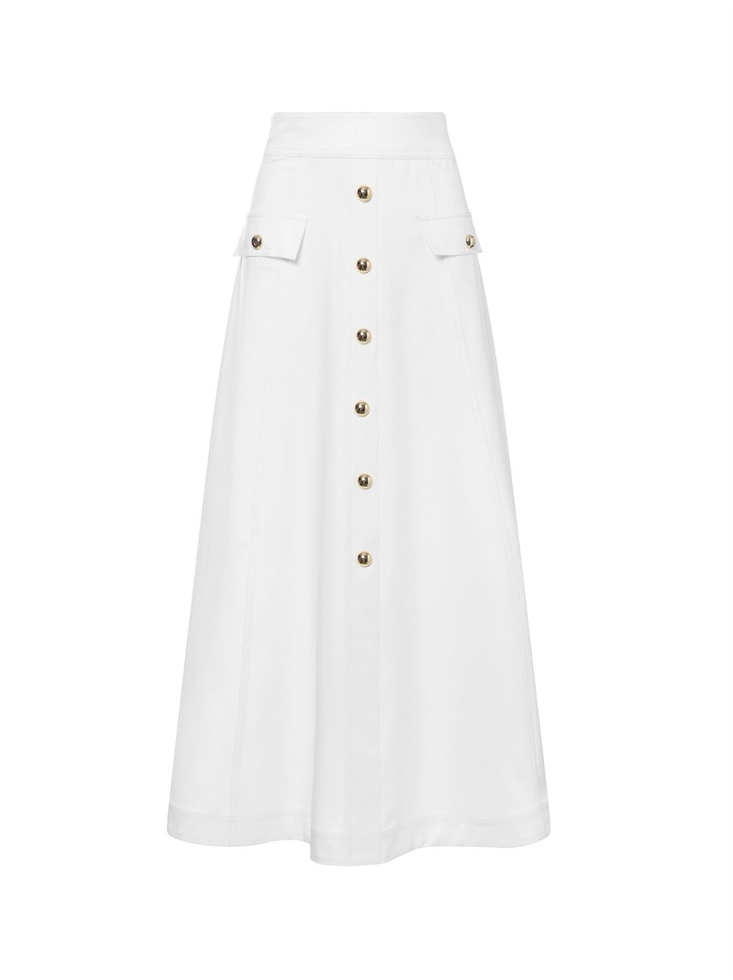 Buttoned Off-White Crepe Skirt - Femi9 EG