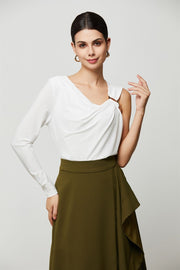 Asymmetric White Jersey Top - Femi9 EG
