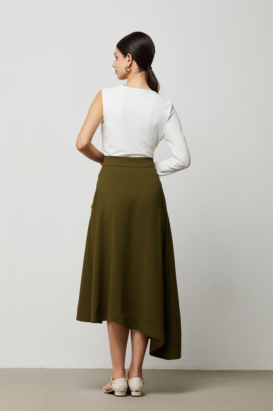 Asymmetric White Jersey Top - Femi9 EG