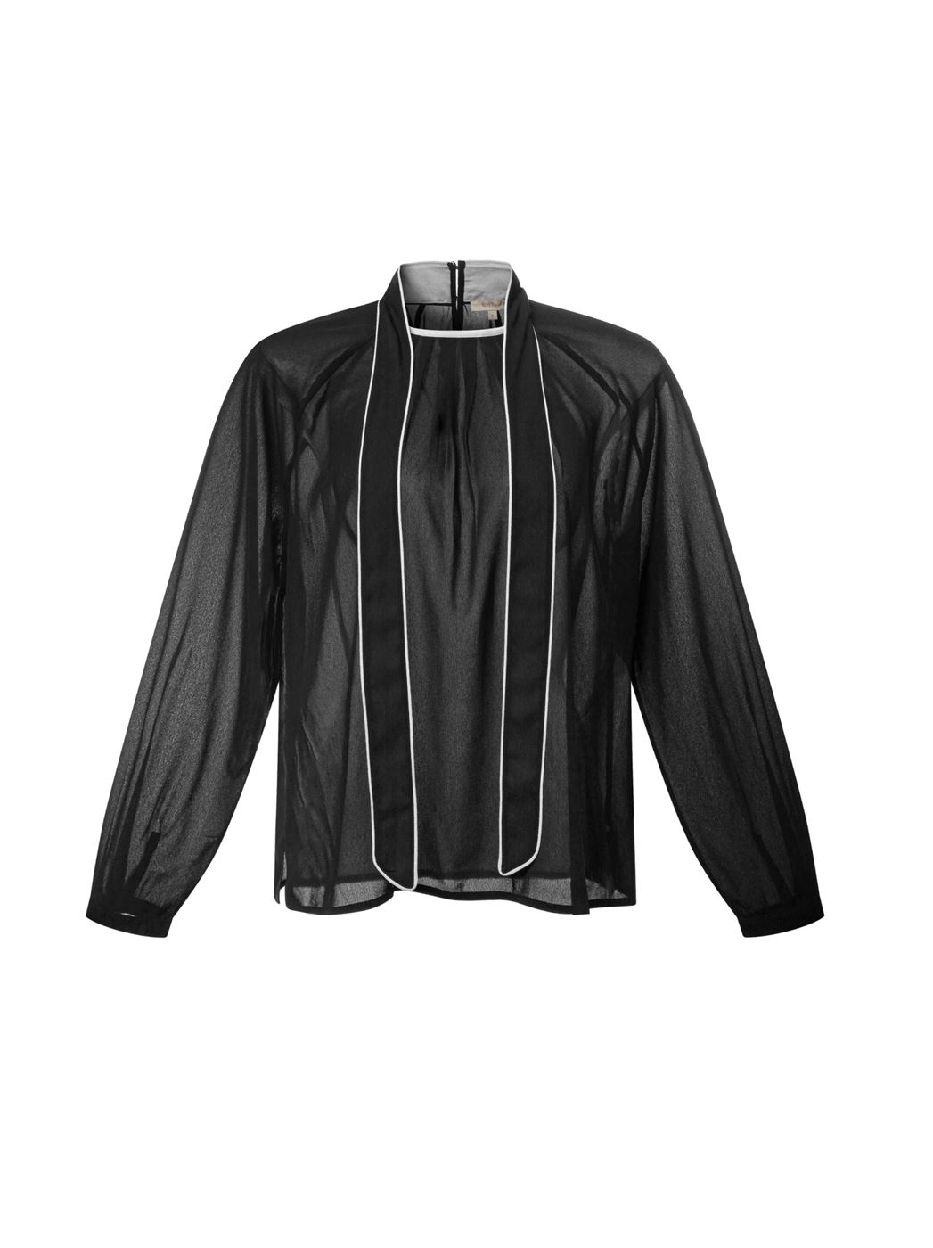 Contrast Tie-Neck Crepe Top