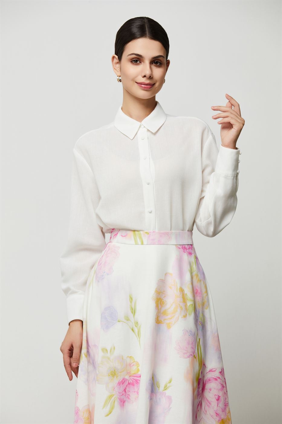 White Cotton Linen Shirt - Femi9 EG