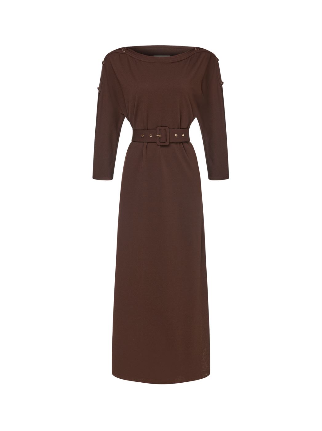 Long Sleeve Belted Jersey Dress - Femi9 EG