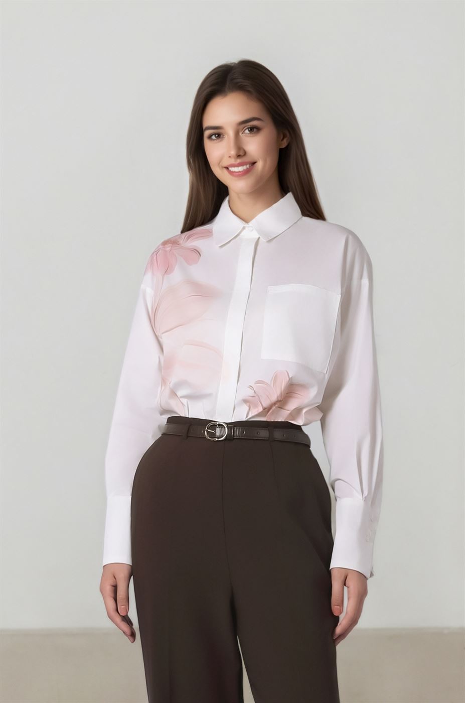 Floral Printed White Shirt - Femi9 EG