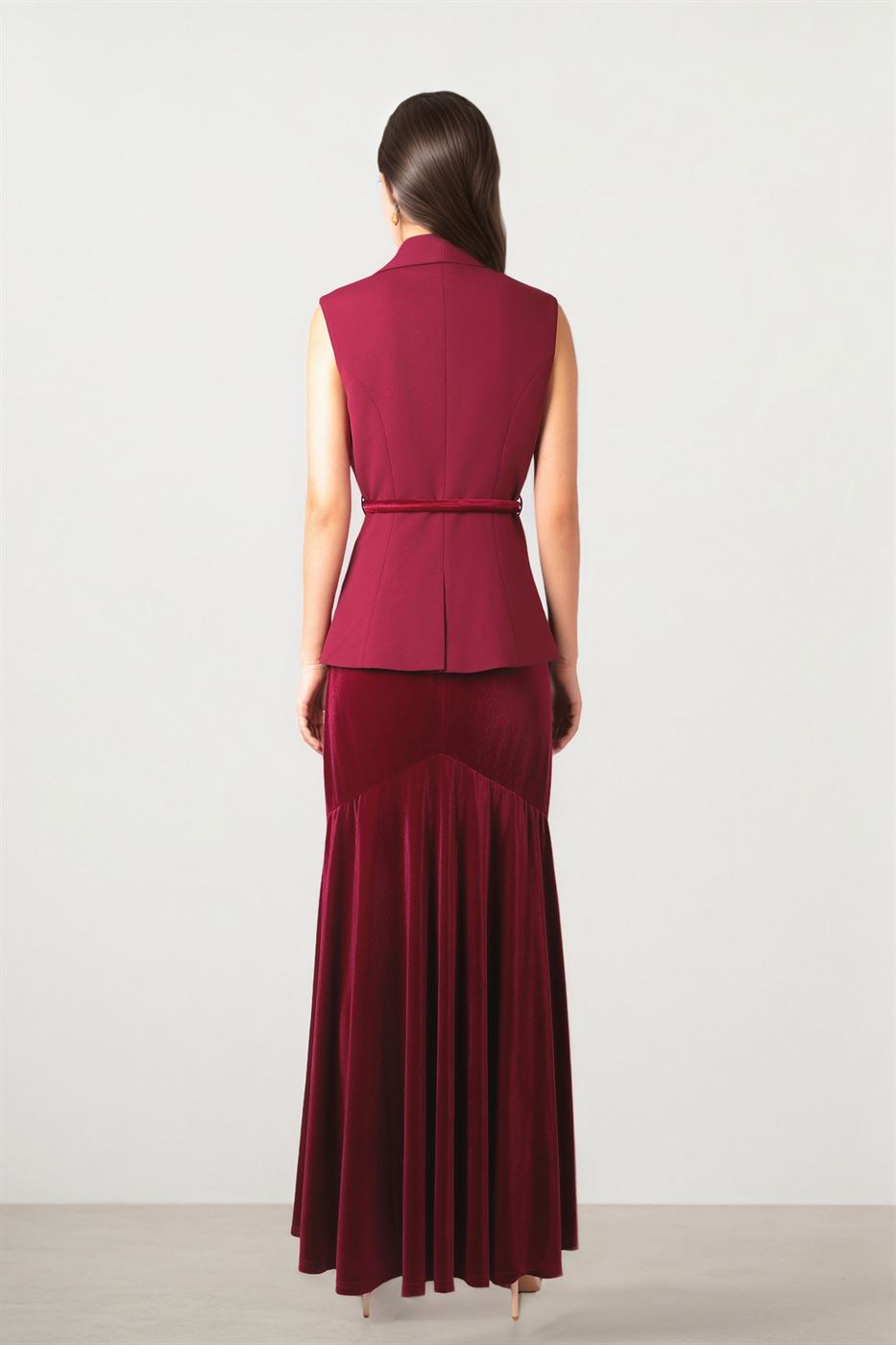 Burgundy Textured Crepe Vest