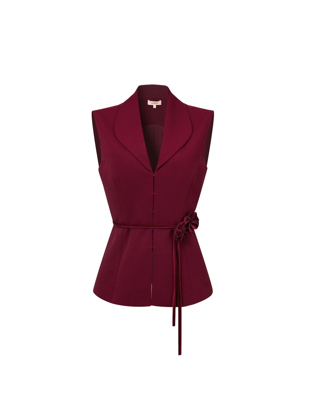 Burgundy Textured Crepe Vest