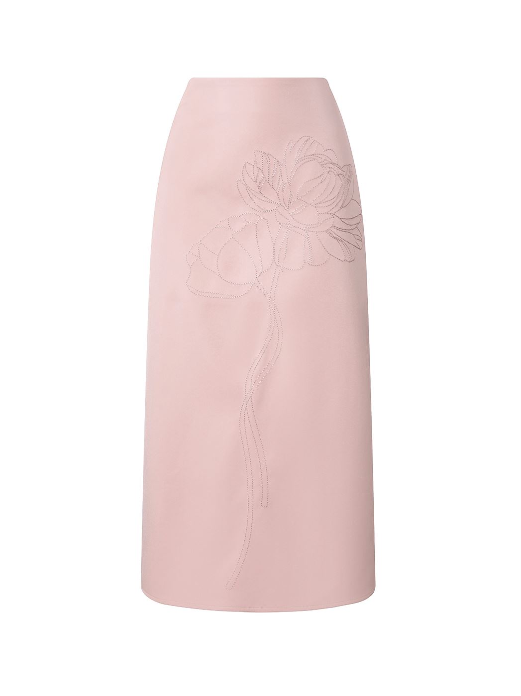 Midi Skirt with Embroidered Flowers