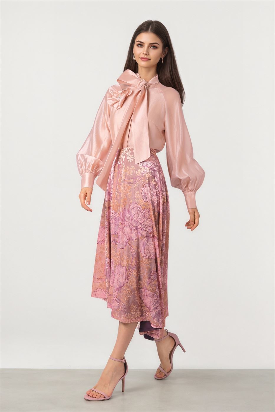 Asymmetrical Hem Velvet Skirt