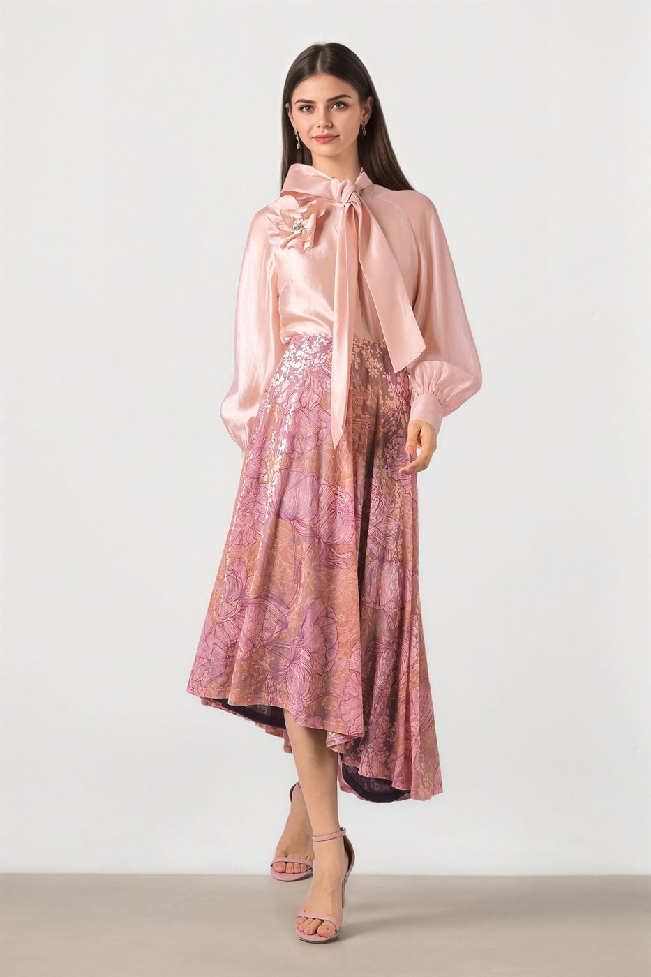 Asymmetrical Hem Velvet Skirt