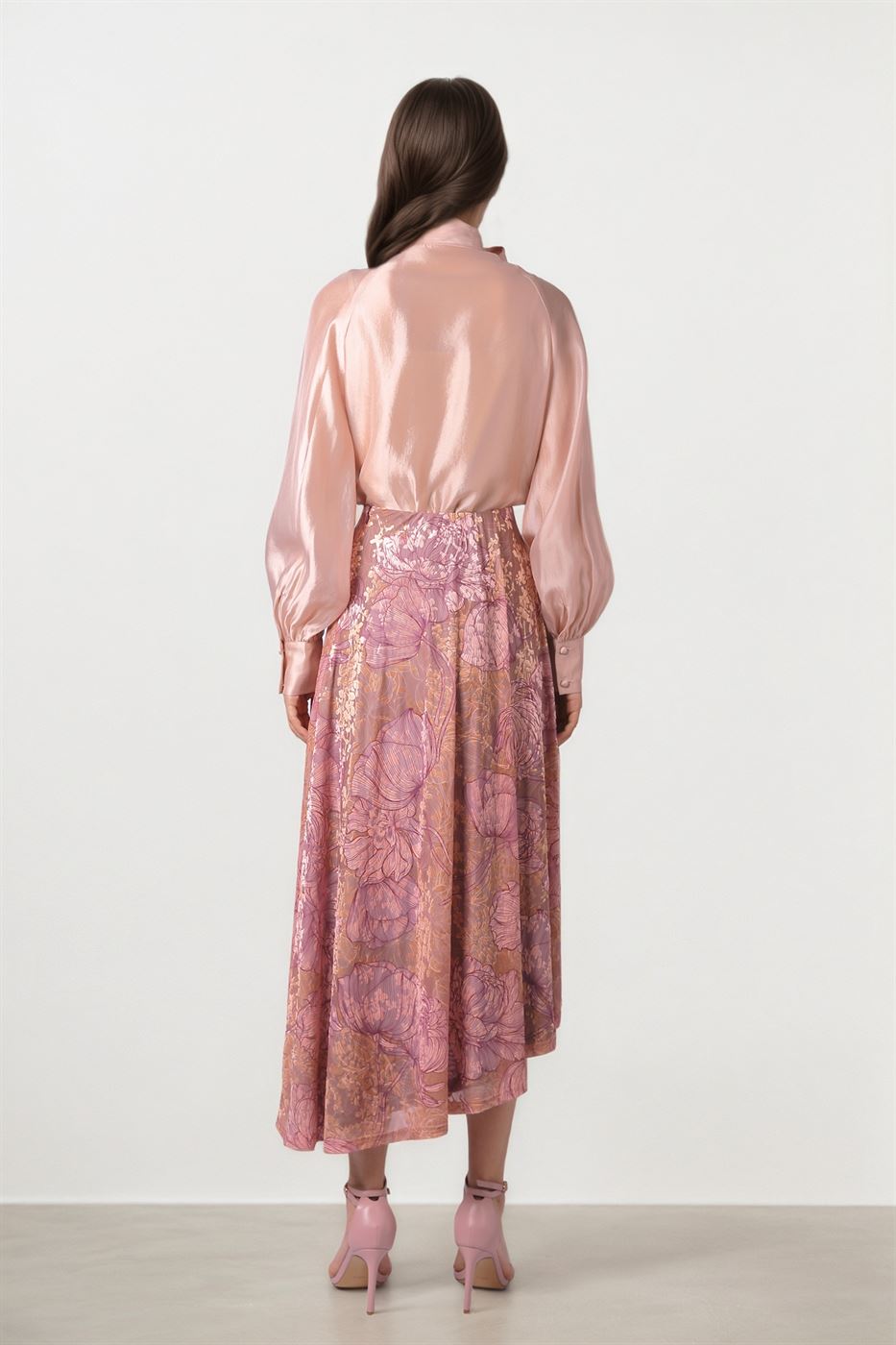 Asymmetrical Hem Velvet Skirt