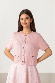 SHORT SLEEVES KNITTED PULLOVER