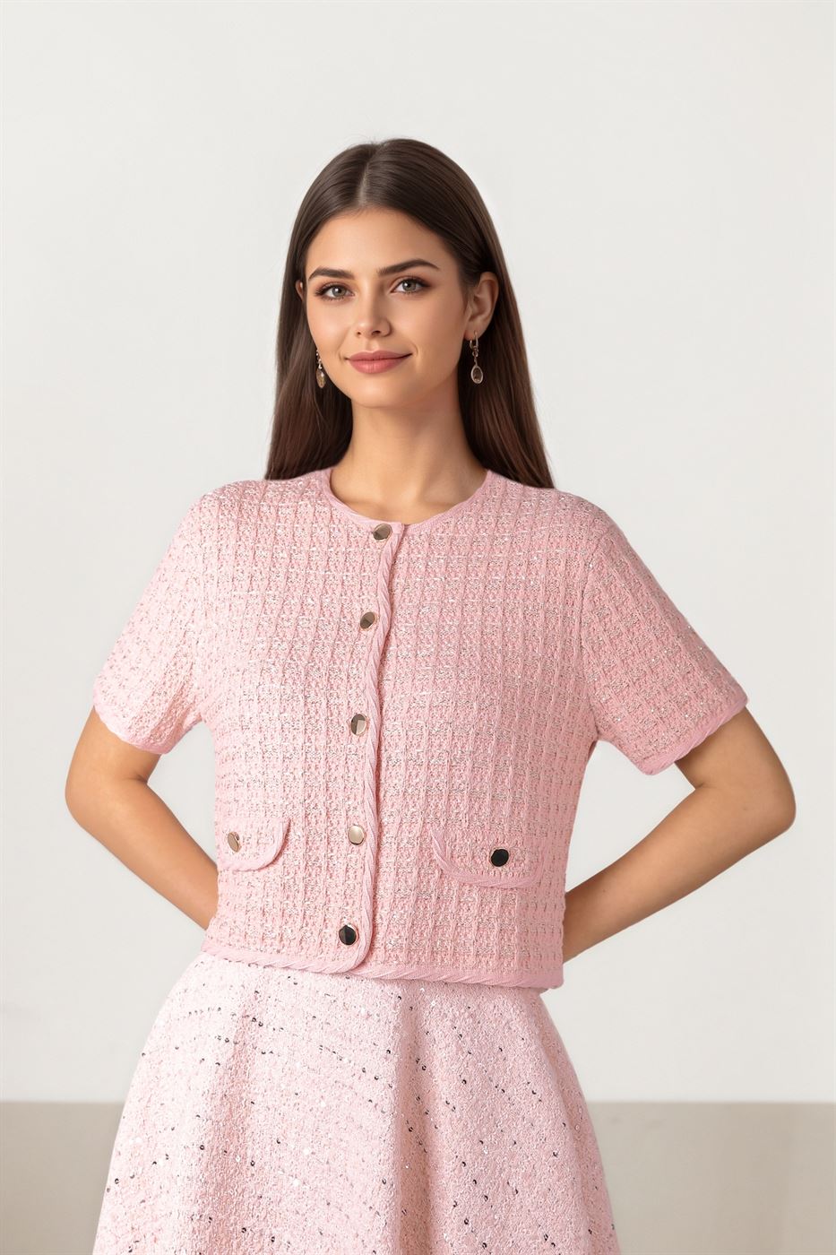 SHORT SLEEVES KNITTED PULLOVER