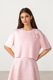 LOOSE PINK KNITTED TOP