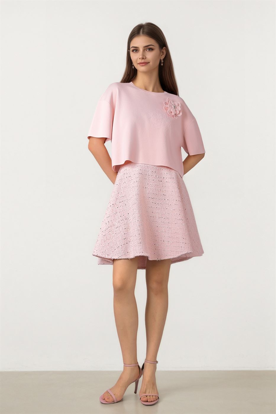LOOSE PINK KNITTED TOP