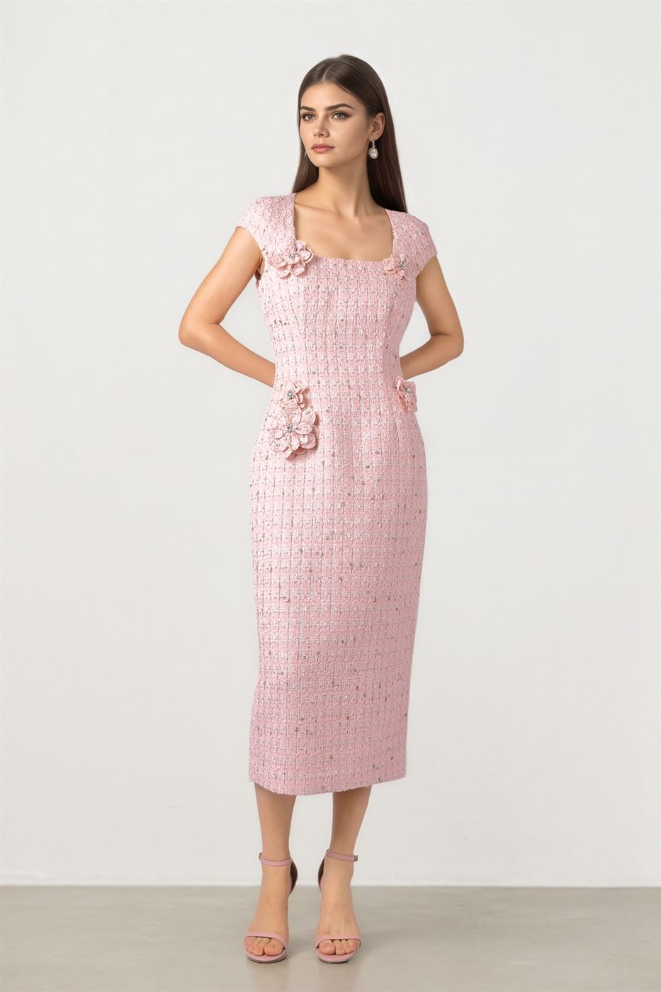 TWEED MIDI DRESS