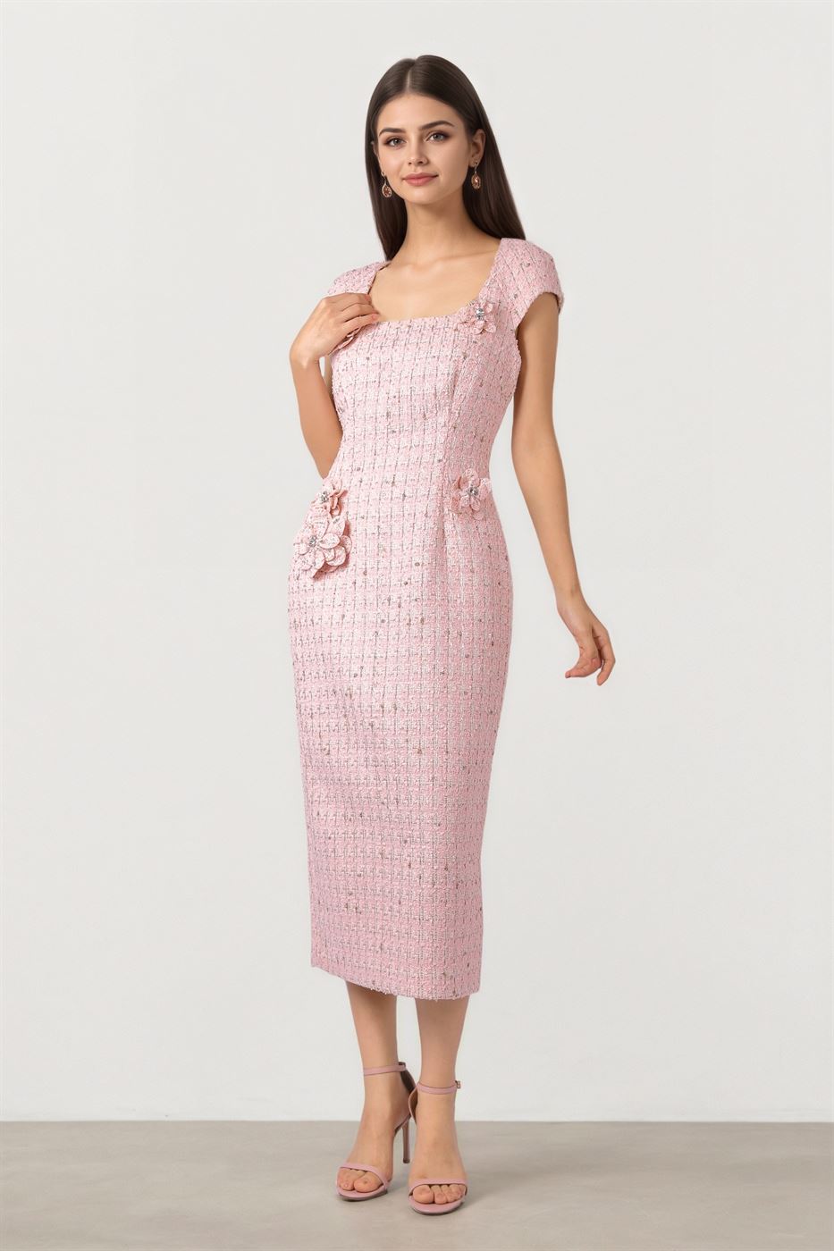 TWEED MIDI DRESS