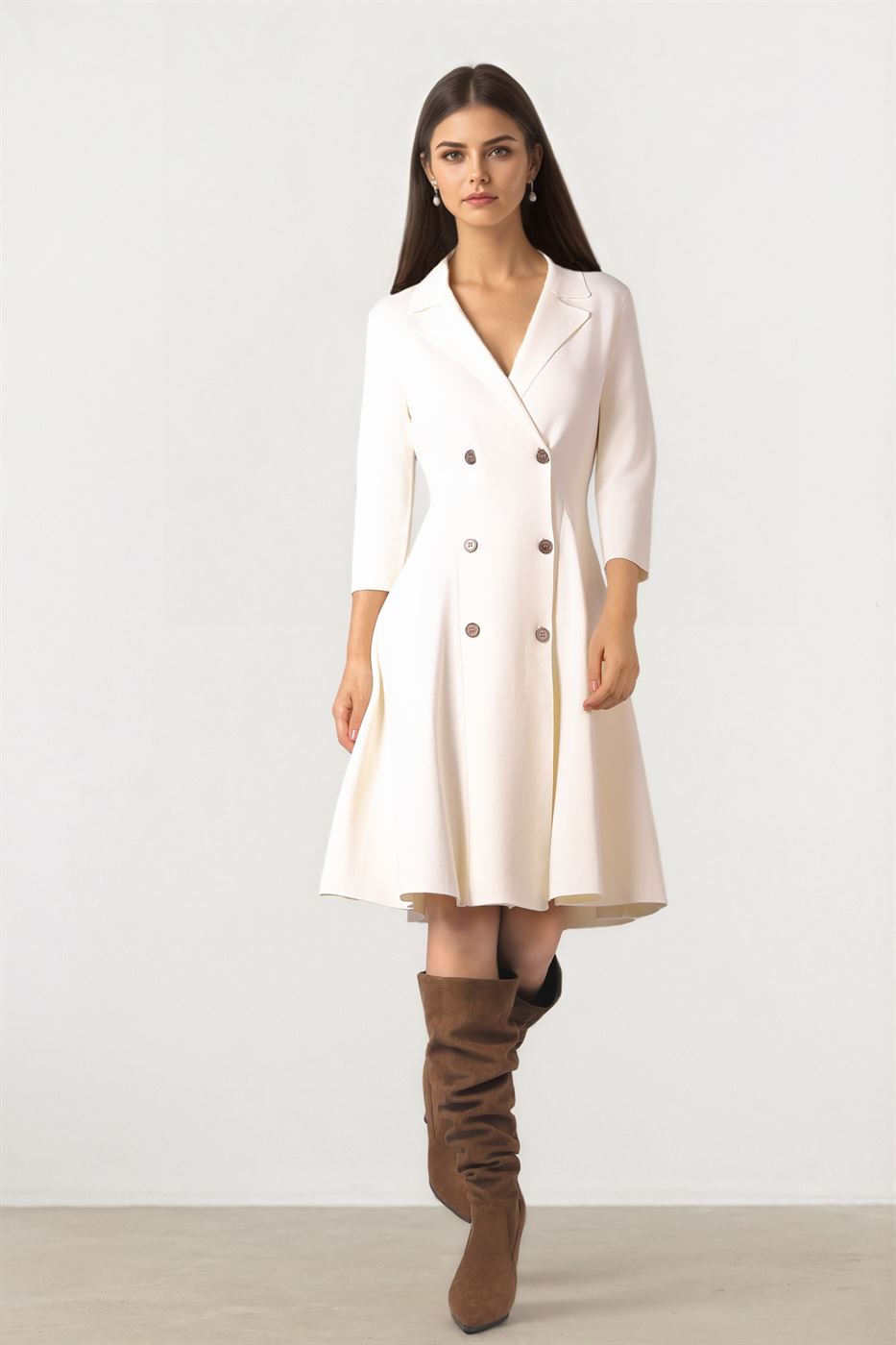 Double Breasted Wrap Kint Dress