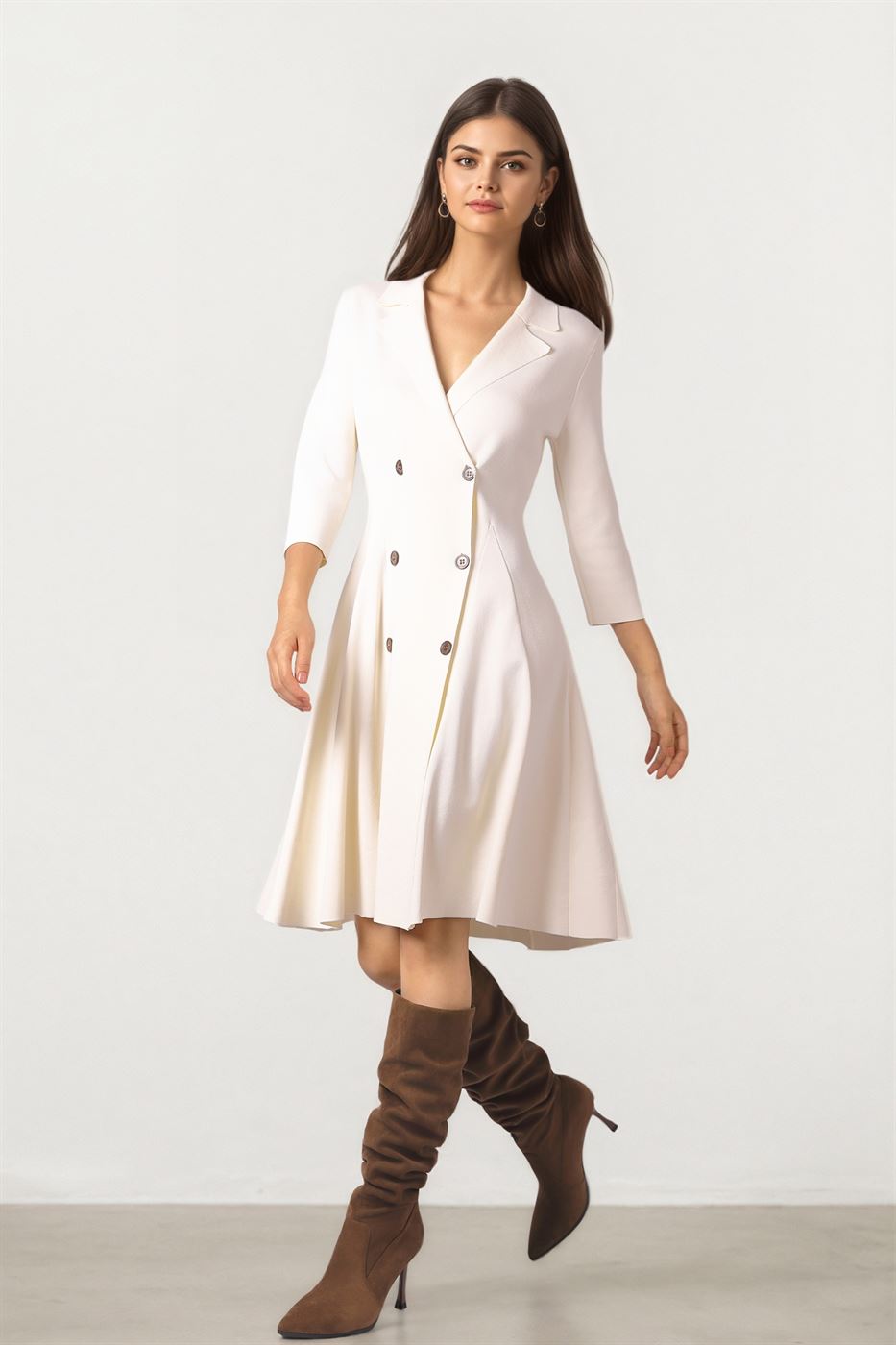 Double Breasted Wrap Kint Dress