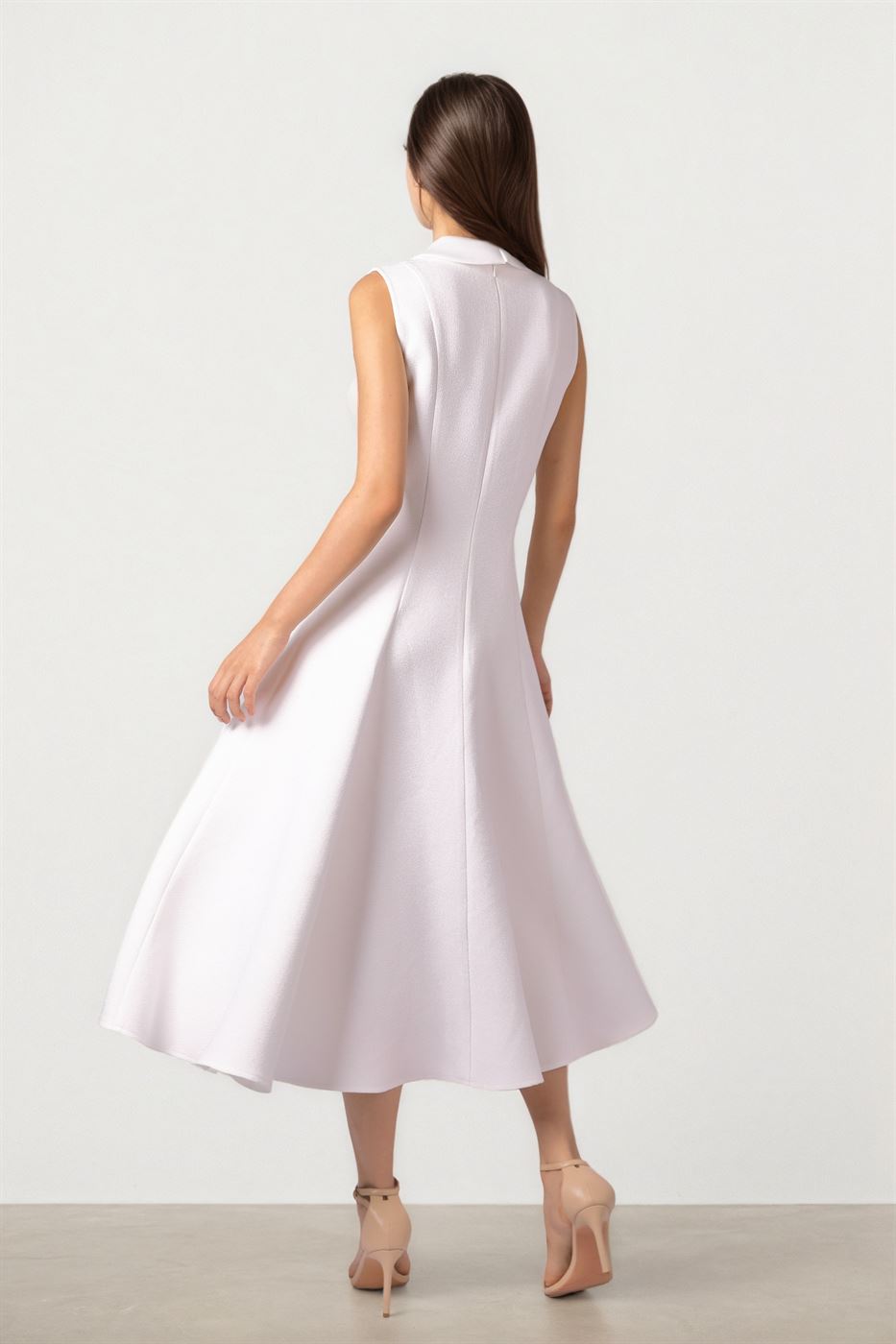 Tweed & Crepe Midi Dress