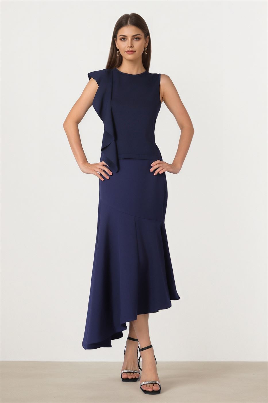 Knit Pullover with Front Ruffle