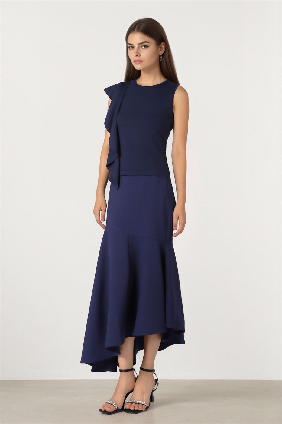 Knit Pullover with Front Ruffle