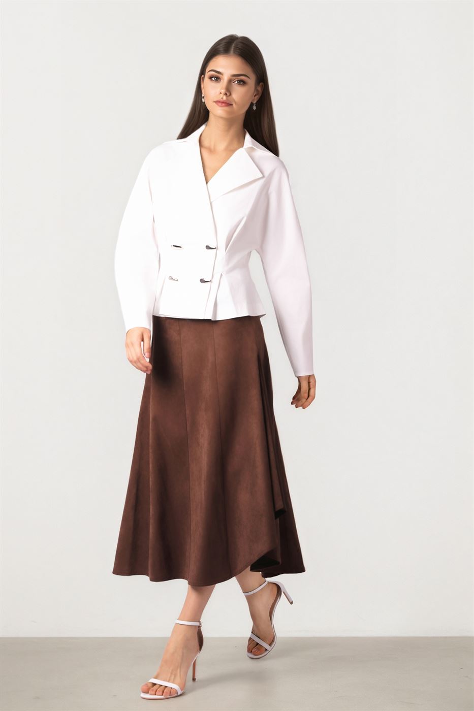 MIDI LENGTH SUEDE SKIRT