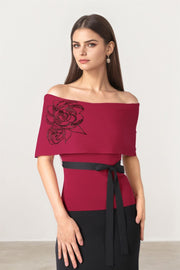 OFF SHOULDER BELTED TOP