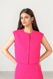 FUSCHIA ROUNDED NECKLINE VEST