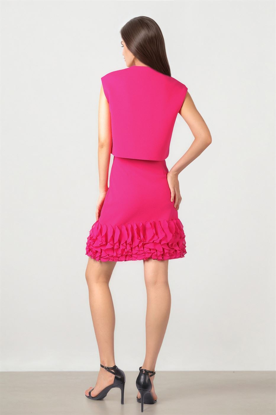 FUSCHIA ROUNDED NECKLINE VEST