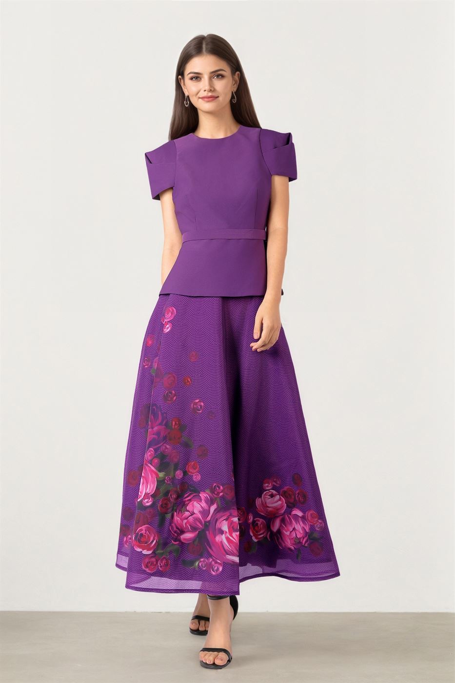 Printed Organza A-Line Skirt