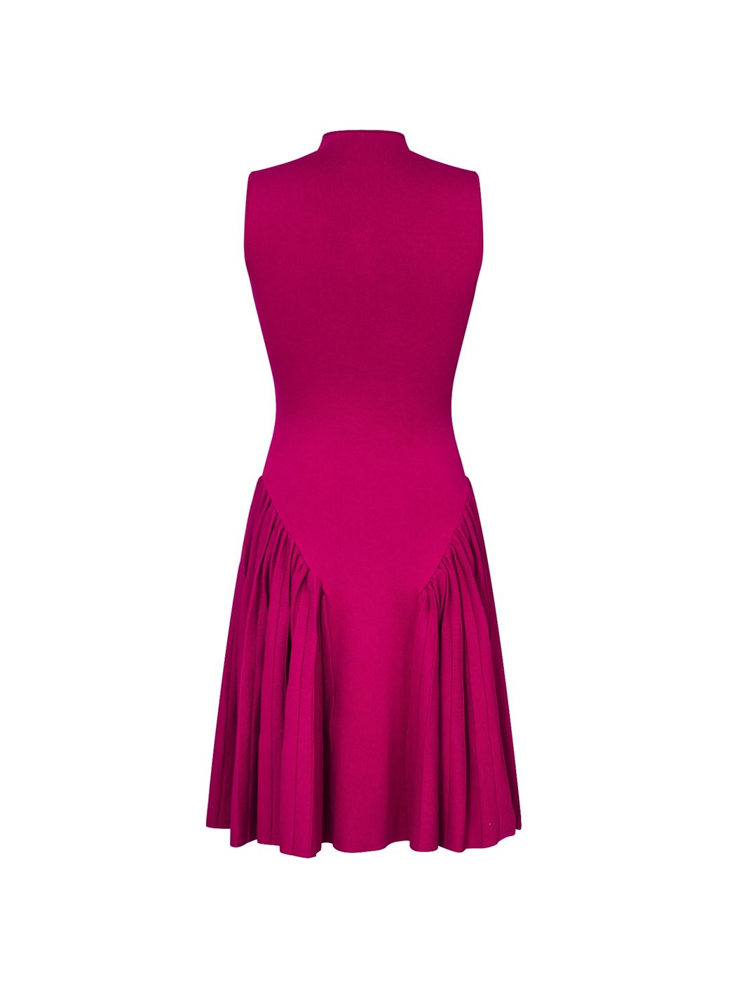 Burgundy Knit Dress with Pleats
