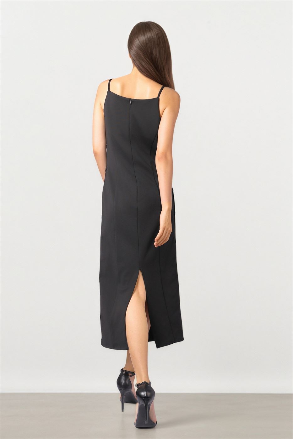 Crepe Dress with Piped Side Detail